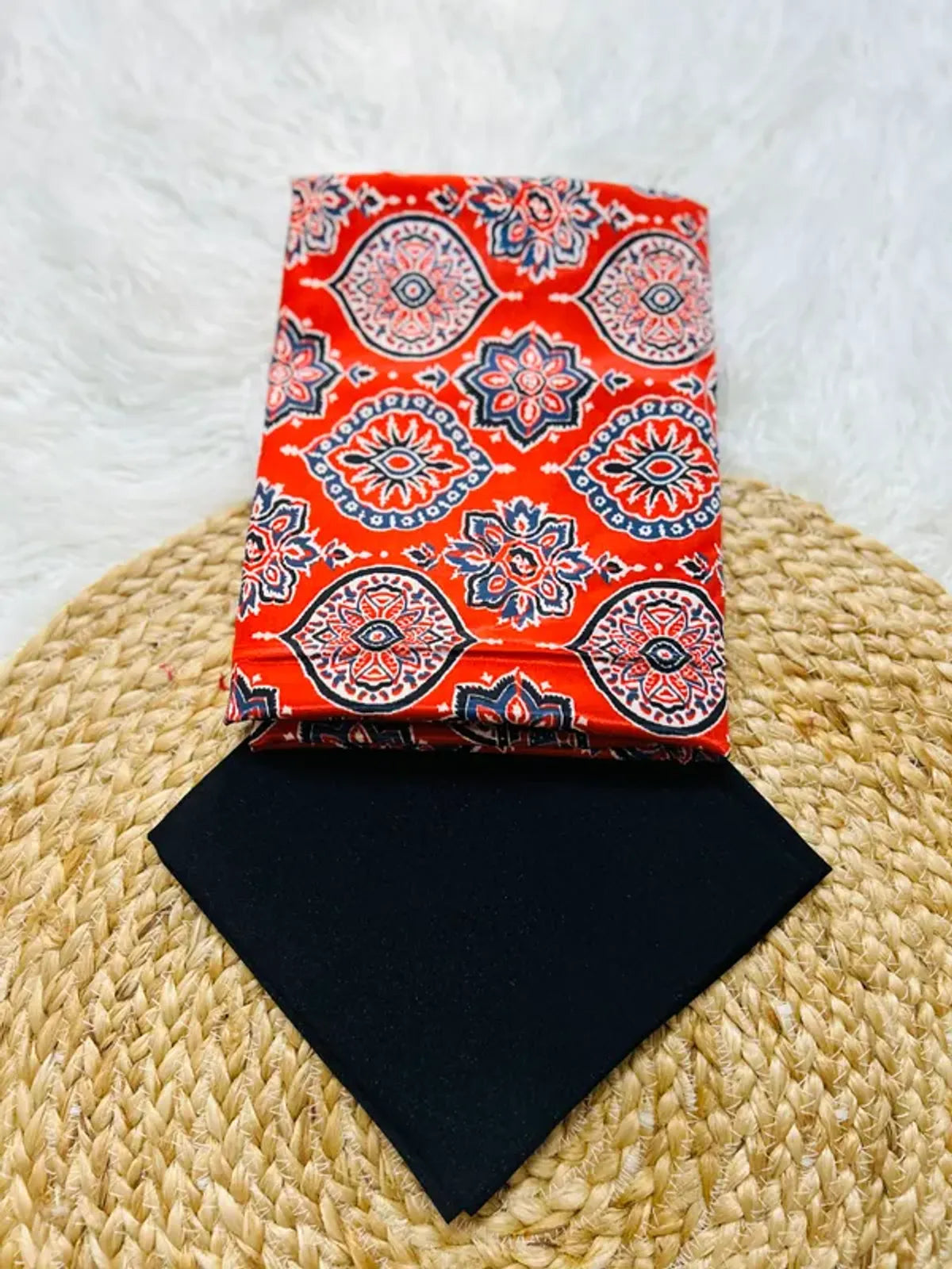 FABULAS RED COLOR AJRAKH SAREE