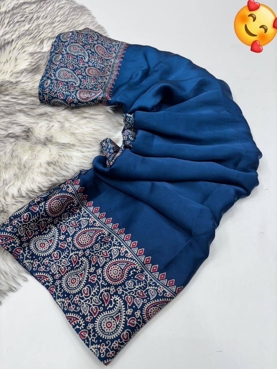 RAMA COLOR SMALL AJRAKH SAREE