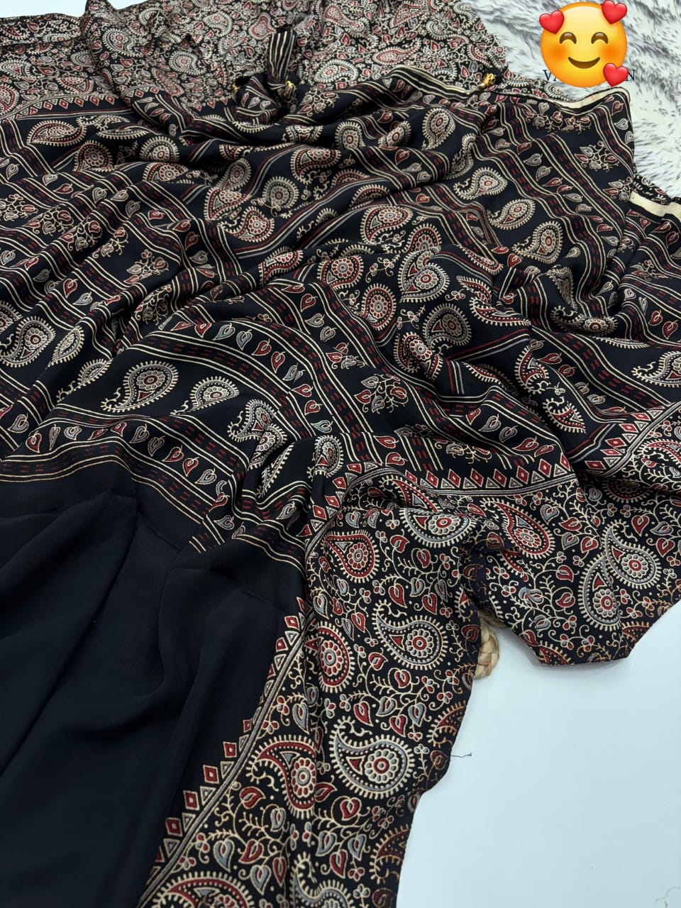 BLACK COLOR SMALL AJRAKH SAREE