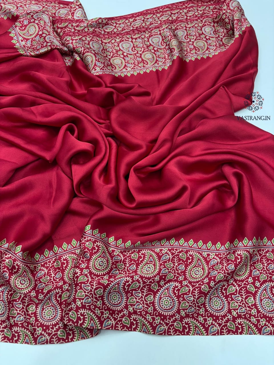 RED COLOR SMALL AJRAKH SAREE