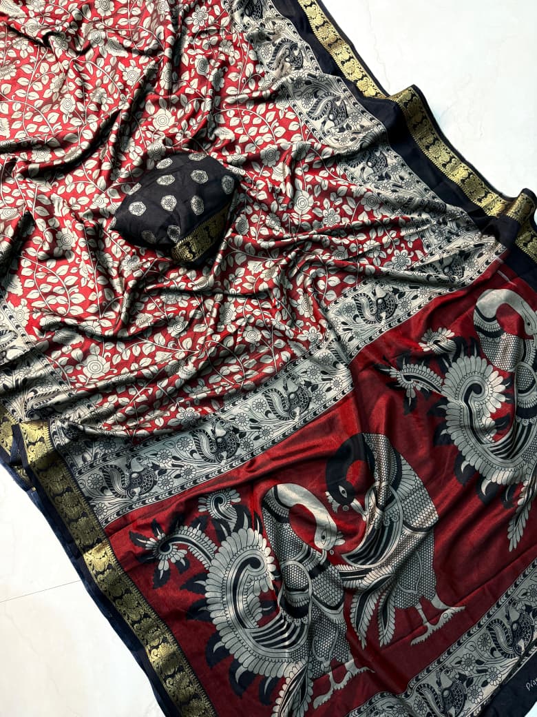 Traditional patterned fabric with intricate designs on a white background