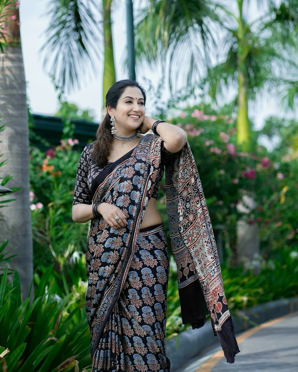 BLACK COLOR KALAMKARI SAREE